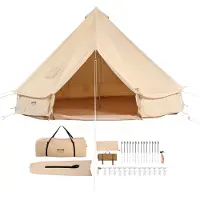 Vevor Canvas Bell-tält, 4 säsonger 6 m/19,68 ft Yurt-tält, Canvas-tält för camping med spisuttag, andningsbart tält rymmer upp till 10 personer, familjecamping utomhus jaktsällskap