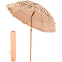Vevor Tiki-parasoll, 6,5 fot halmtaksparasoll med lutning, strandparasoll i hawaiisk stil med hållbart PP-halmtak och 8 metallribbor, gräspoolparasoll för strand, uteplats, pool, bakgård och trädgård
