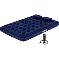 Bestway 67374 Queen Easy Inflate Flocked Airbed 203x152x22 Cm Dubbel Luftmadrass Med Inbyggd Pump