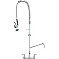 Vevor kommersiell kran med förspolningsspruta, 114 cm höjd, 20 cm mitt, 30 cm svängpip, väggmonterad köksblandare, mässingskonstruktion med neddragbar spruta, för 1/2/3-facks diskho