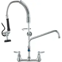 Vevor kommersiell kran med förspolningsmunstycke, 63,5 cm höjd, 20,3 cm mitt, 30,5 cm svängpip, väggmonterad köksblandare, mässingskonstruktion med neddragbar spolning, för 1/2/3-facks diskho