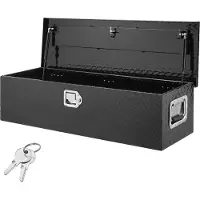 Vevor Heavy Duty lastbilsbädd i aluminium, verktygslåda med diamantplåt med sidohandtag och låsnycklar, förvaringsverktygslåda, förvaringsbox för pickup, lastbilsbädd, husbil, släp, 39"x13"x10", svart