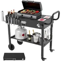 Vevor Grillvagn för utomhusbruk, grillbord i bordsstorlek 31,0 x 17,0 tum, hopfällbart matlagningsbord för utomhusbruk med näsdukshållare, hjul, magnetiskt verktygsställ, grillbord för picknick, kök,