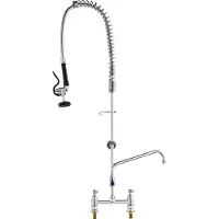 Vevor kommersiell kran med förspolningsspruta, 112 cm höjd, 20 cm mitt, 30 cm svängpip, däckmonterad köksblandare, mässingskonstruktion med neddragbar spruta, för 1/2/3-facks diskho