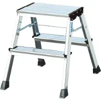 Krause Dubbel trappstege i aluminium med hjul 130037 (130037) 2.44 m Silver