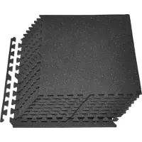 Vevor Pusselträningsmatta, 12 st. träningsmattor, 610 x 610 x 100 mm, set med högdensitets EVA-skummattor, sammankopplade mjuka gummiplattor, skyddande golvstoppning med grå prickar för hemmagym och k