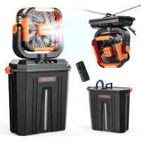 Vevor Dimfläkt, 2400 RPM motor för camping, dimfläktar med 12L vattentank, 20000mAh batteri, 4-växlad vind- och 3 ljuslägen, vattenkylningsfläktar för inomhus, utomhus, uteplats