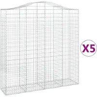 vidaXL Gabioner bågformade 5 st 200x50x200/220 cm galvaniserat järn