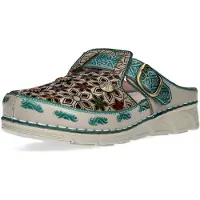 LAURA VITA Dam Dorry 01 Blommig Blå Läderkil Sandaler