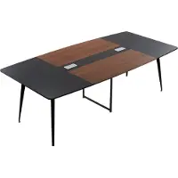 Vevor konferensbord, 2400 mm båtformat mötesbord för 10 personer, modernt stort båtmötesbord med metallben, för kontor, styrelserum, konferensrum, enkel montering, svart och brunt