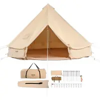 Vevor Canvas Bell-tält, 4 säsonger 5 m/16,4 ft jurttält, canvastält för camping med spisuttag, andningsbart tält rymmer upp till 8 personer, familjecamping utomhus jaktsällskap