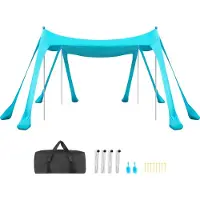 Vevor Strandtält Solskydd, UPF50+ Solskydd, 2 m hög, 3x3 m, Enkelt Pop-Up Strandtak med Sandsäckar, Stabilitetsstänger, Sandskyfflar, Bärbar Skugga för Familjeutflykter, Camping, Fiske, Grön