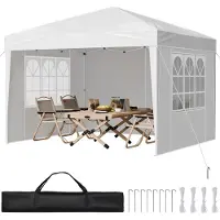 Vevor Pop-up-tält, 2,95 x 2,95 m portabel paviljong med 3 sidoväggar och 2 ventilerade fönster, höjdjusterbart pop-up-tält för utomhusbruk för evenemang, uteplats, bakgård, fest, parkering