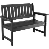 Vevor Utomhusbänk, 128 cm, 363 kg viktkapacitet för 2-3 personer, väderbeständig plastram med ryggstöd och breda armstöd, Utomhusbänk för uteplats, trädgård, park, gård, veranda, svart