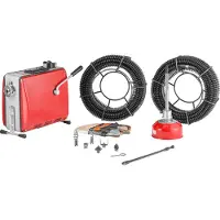 Vevor Avloppsrensningsmaskin, 500W 1400 RPM elektrisk rörrengöringsmaskin för avloppsrör med 40m x 16mm, 5m x 9.5mm &amp; 0.4m x 12mm stålfjädervajer och 6 avbitartänger, passar rör med 50-110 mm diam