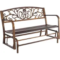Vevor utomhusbänk, 127 cm, kolstålsram med ryggstöd i gjutjärn och rundade armstöd, väderbeständig glidbänk för uteplats, trädgård, park, gård, veranda, antikbrons