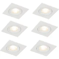 QAZQA Set om 6 infällda spotlights vita fyrkantiga GU10 50 mm IP44 - Xena