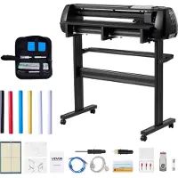 Vevor vinylskärmaskin, 870 mm max matningsbredd, dubbla blad, justerbar kraft och hastighet, LED-display, vinylplotterskärare med skrivarpaket med klistermärkesark, transferfilm, Signmaster-programvar