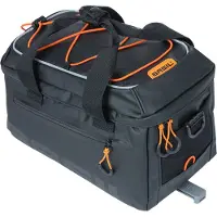 Basil bagagebärarväska MILES tarpaulin trunkbag MIK 7L, MIK System (redo att använda), 100% vattentät black/orange (NY)