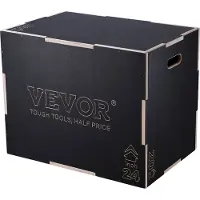 Vevor 3 i 1 plyometrisk hopplåda, 30/24/20 tums träplyolåda, plattform och hoppningsagilitylåda, halkfri fitnessövningsbox för hemmagymträning, konditionsstyrketräning, svart