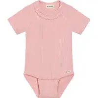 Minymo Body k/ä - Rib - Bomull/Modal - Rosig Tuff m. Blond - - 1½ år (86) - Body K/Ä