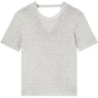 Armani Exchange för kvinnor. XW001895AF21577O1004 Perforerad tröja med beige lurextråd (XL), Casual, Bomull, Kort ärm