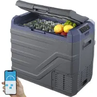 Vevor Bilkylskåp, 12 Volt Bilkylskåp, 45 L Bärbar Frys med En Zon och Inbyggd Belysning, -4℉-68℉, 12/24V DC och 100-240V AC Kompressorkylare för Utomhus, Camping, Husbil