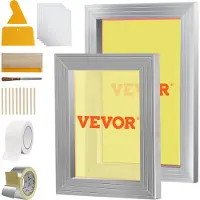 Vevor screentryckssats, 2 delar aluminiumramar för silkscreentryck, 8x10/10x14 tum, 110-nät, 2 tejper och screentrycksskrapor och transparentfilm för t-shirts, gör-det-själv-tryck