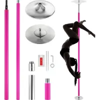 Vevor Professionell Dansstång, Spinnande Statisk Dansstångskit, Bärbar Avtagbar Stång, 40 mm Kraftig Stång i Rostfritt Stål, Höjdjusterbar Fitnessstång, För Träning Hemmaklubb Gym, Rosa