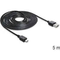 DeLOCK USB-kabel USB 2.0 USB-A kontakt, USB Mini-B kontakt 5.00 m Svart Tillämplig kontakt på båda sidor, guldpläterad kontakt, UL-certifierad 83365
