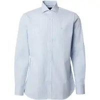 Hackett London för män. HM3010537 bengala randig skjorta city fit tailored blå (L), Casual, Parti, Bomull, Klassisk, Lång ärm