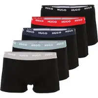 HUGO Five-pack of logo-waistband trunks in stretch cotton