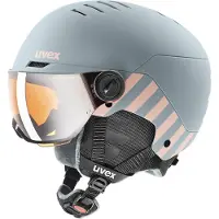 Uvex Rocket JR Visor, Skidhjälm med visir, Junior, Ljusgrå/Rosa