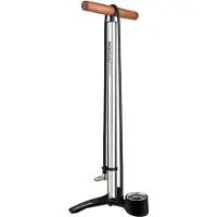 Lezyne golvpump BIRZMAN The Pump with Helix (Presta/Schrader/Dunlop) 220psi/15bar CNC silver lackat trä (NEW)