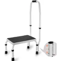 Vevor Stegpall 1-stegs 150 kg kapacitet, 3 justerbara höjder med handtag stålstege, bärbara småbarnspallar för vuxna, halkfria robusta stegstegar för kontor, husbilar, husdjur
