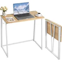 Vevor Hopfällbart skrivbord, 80 cm litet hopfällbart bord för kompakta utrymmen, platsbesparande datorbord, robust spånskiva med förvaringskrokar, skrivstation för hemmakontor, enkel montering, ek