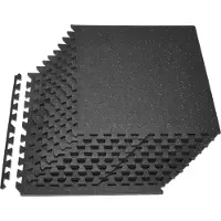 Vevor Pusselträningsmatta, 12 st. träningsmattor, 610 x 610 x 14 mm, set med högdensitets EVA-skummattor, sammankopplade mjuka gummiplattor, skyddande golvstoppning med grå prickar för hemmagym och ko