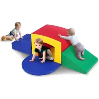 Vevor Klätterleksaker för småbarn inomhus, 5-delad mjuklekutrustning för klättring, krypning och tunnellek, Klätterleksaker i skum, Tunnellabyrint för barn med trappor och ramp, inomhus för förskoleba