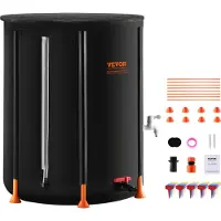 Vevor Hopfällbar regntunna, 250 l bärbar regnvattentunna, 500D PVC regnvattenuppsamlingssystem, trädgårdsvattenbehållare med kran och överfyllningskit, svart