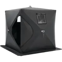 Vevor Bärbart isskydd, 1-2 personers popup-isfisketält, 24 kvadratfot fiskyta, isskydd för vinterfiske, vattentät Oxford-isbit med ankare/rep/bärväska, 60"x60", svart