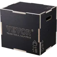 Vevor 3 i 1 plyometrisk hopplåda, 20/18/16 tums träplyolåda, plattform och hoppningsagilitylåda, halkfri fitnessövningsbox för hemmagymträning, konditionsstyrketräning, svart