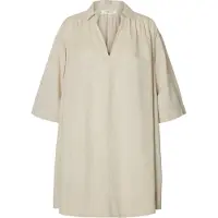 Selected Luisa-talia Linen Blend Kort Klänning Med 3/4 ärm