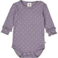 Müsli Body l/ä - Rib - Dot - Lilac Dimma/Havre - - 74 - Body L/Ä