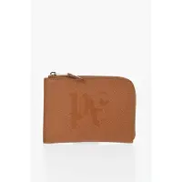 Palm Angels Texturerad läderplånbok med dragkedja i brunt