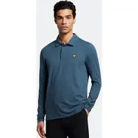 Lyle & Scott – Marinblå pikétröja med dolda knappar och långärmad design