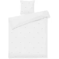 Juna sängkläder 140x220 cm - 100% ekologisk bomull - Daisy vit med broderade blommor