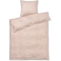 Juna sängkläder 140x220 cm - 100% ekologisk bomullssatin - Pleasantly vit med rosa blommor