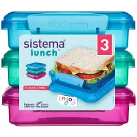 Sistema Matlåda - Sandwich Box - 450 ml - 3-pack - Rosa+Blå+Tur - - One Size - Matlåda