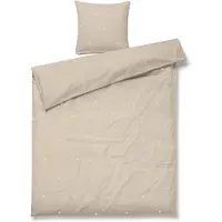 Juna sängkläder 140x220 cm - 100% ekologisk bomull - Daisy sand med broderade blommor