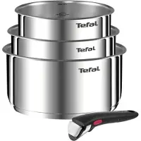 Tefal Ingenio L8964S44, Blandat set, Rostfritt stål, Rostfritt stål, Svart, Keramiska, gas, halogen, Induktion, 4 styck